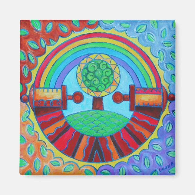 Imã Ímã Mandala Arco-íris (Frente)