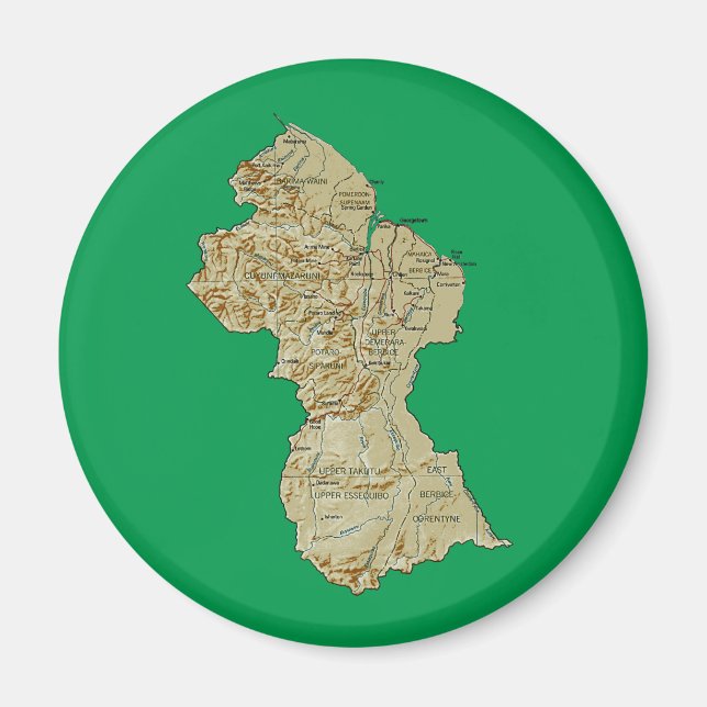 Imã Ímã Mapa da Guiana (Frente)