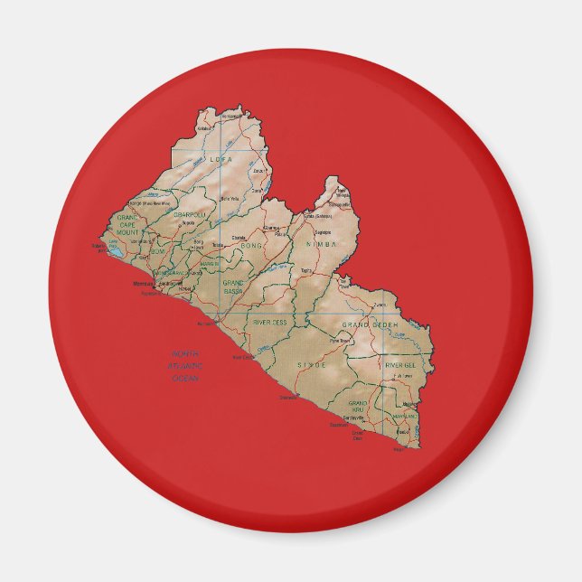 Imã Ímã Mapa da Libéria (Frente)