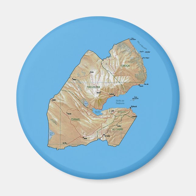 Imã Ímã Mapa do Djibuti (Frente)