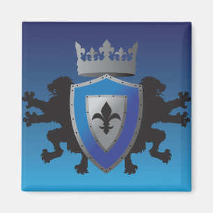 Imã Ímã medieval azul da heráldica do leão