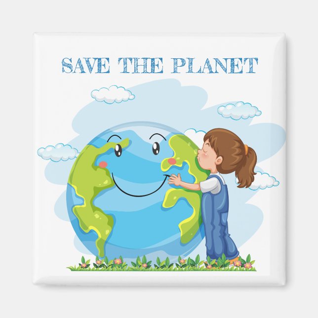 Imã Ímã Menina Salvando o Planeta (Frente)