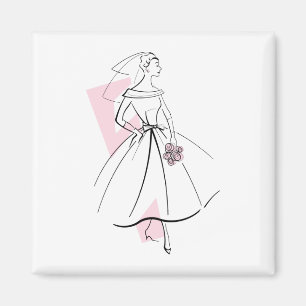 Imã Ímã Noiva da Moda Rosa quadrado