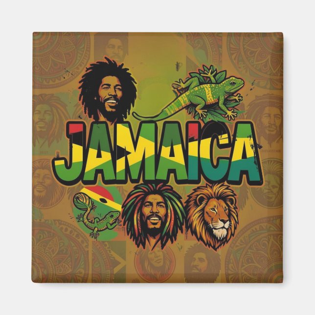 Imã Ímã orgulhoso da Jamaica com cores jamaicanas (Frente)