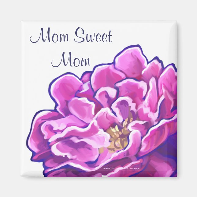 Imã Ímã Peônia Rosa Pintada Mamãe Doce Mamãe (Frente)