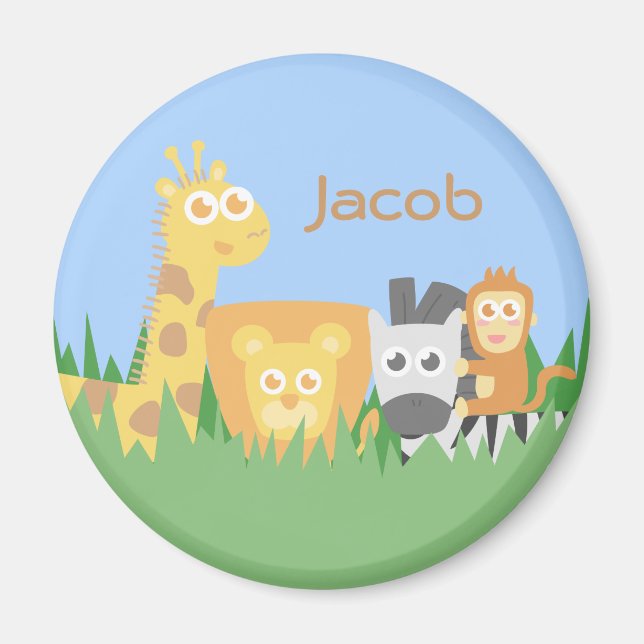 Imã Ímã Personalizado de Animais Fofos da Savana para  (Frente)
