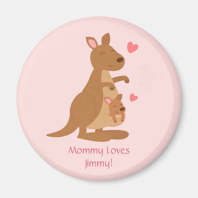 Imã Ímã Personalizado de Bebê Canguru Fofo para Crianç (Frente)