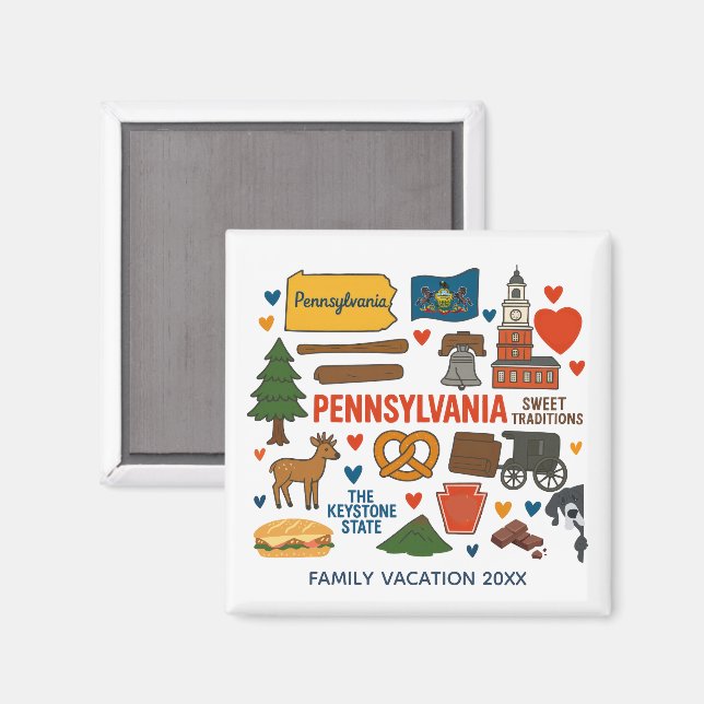 Imã Ímã Personalizado de Lembrança da Viagem Familiar  (Front/Back)