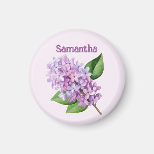 Imã Ímã Personalizado Flor de Lilás Rosa