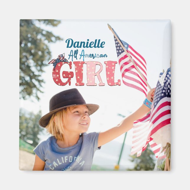Imã Ímã Personalizado Garota Americana (Frente)