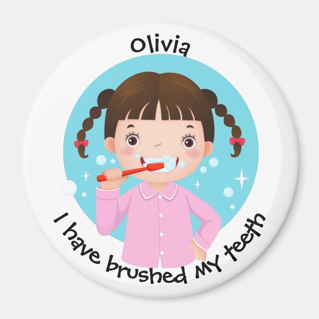 Imã Ímã Personalizado Infantil - Eu escovei os dentes (Frente)