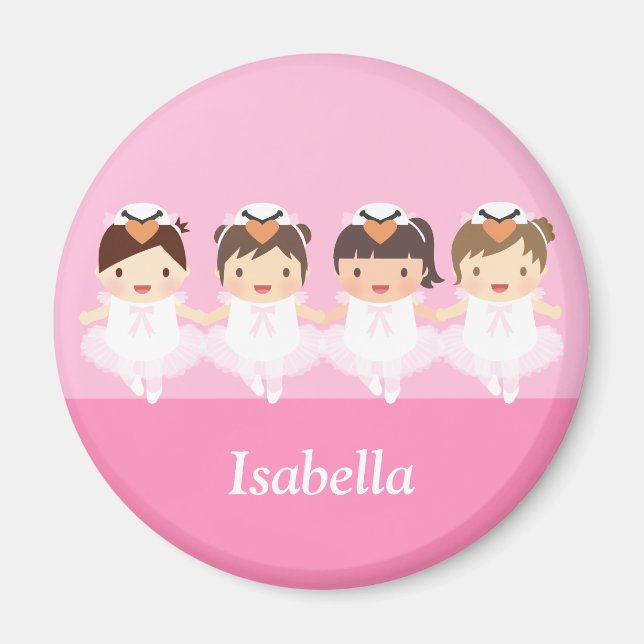Imã Ímã Personalizado Meninas Bailarinas Cisne Fofas (Frente)