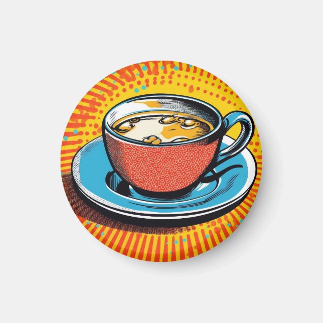 Imã Ímã popart. Xícara de chá popart (Frente)