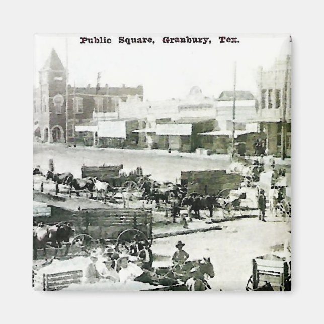 Imã Ímã Praça Pública Vintage Granbury, Texas (Frente)