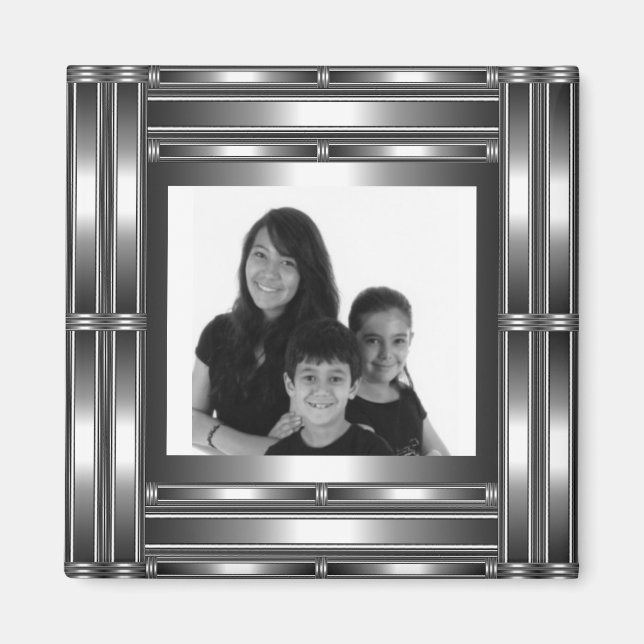 Imã Ímã Prata Cromado Adicione Sua Foto (Frente)