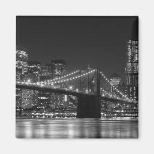 Imã Ímã preto/branco da ponte de Brooklyn da skyline