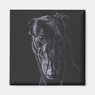 Imã Ímã preto da arte do cão da silhueta do galgo