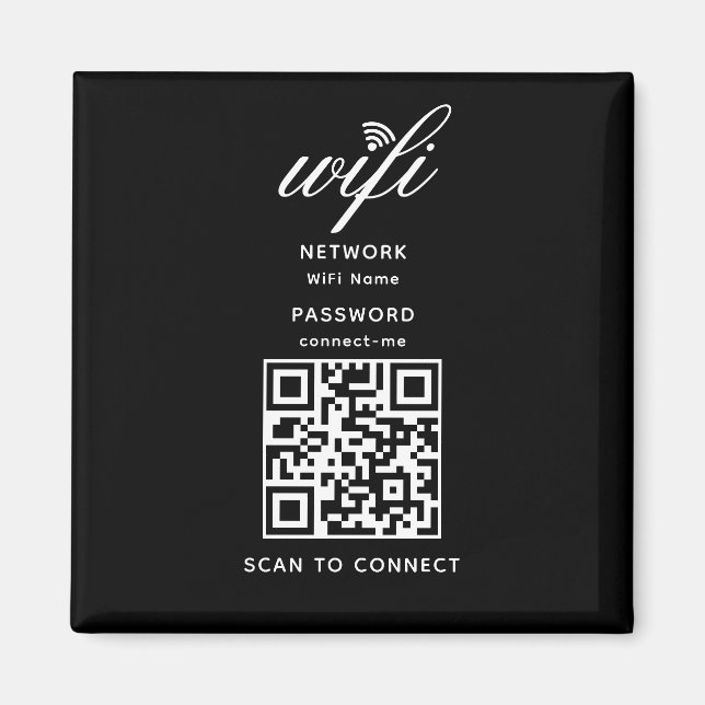 Imã Ímã Preto de Senha de Internet Wifi Código QR (Frente)