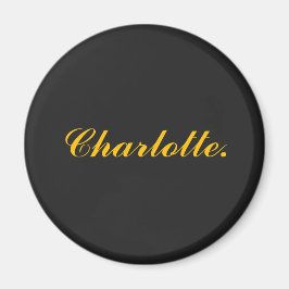Imã Ímã Preto Elegante com Nome Personalizado