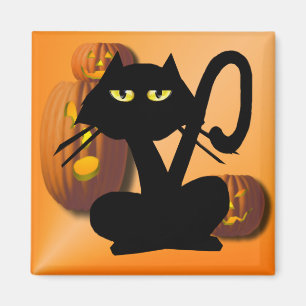 Imã Ímã preto liso do Dia das Bruxas do gatinho