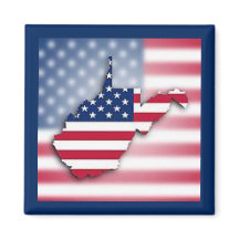 Ímã Quadrado 2" de West Virginia Patriótico