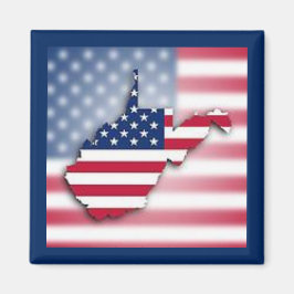 Imã Ímã Quadrado 2" de West Virginia Patriótico