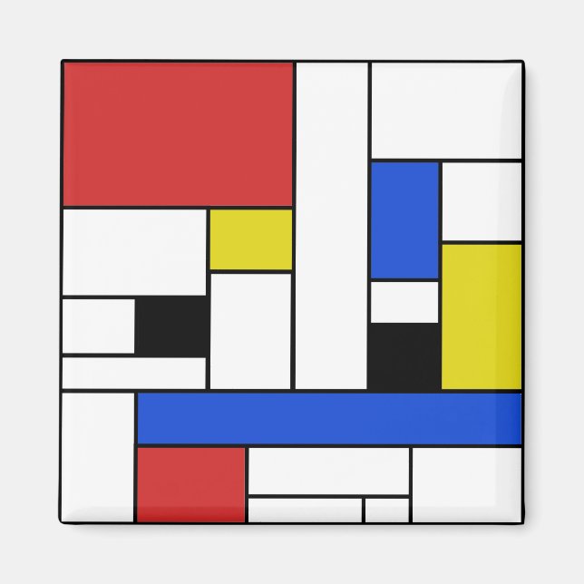 Imã Ímã Quadrado de 5 cm Linhas Mondrian (Frente)