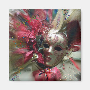 Imã Ímã Quadrado de Arte Fantasia Carnaval Vermelho
