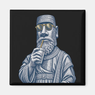 Imã Ímã Quadrado de Arte Vintage Homem Pedra Legal