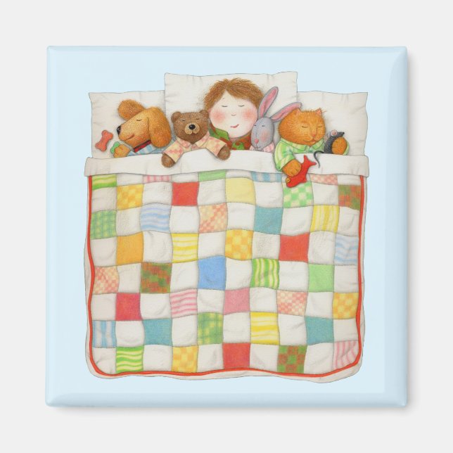 Imã ÍMÃ Quadrado de Cobertor ACONCHEGANTE - Azul (Frente)