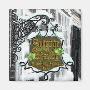 Imã Ímã quadrado de Scrooge&MarleySignScene