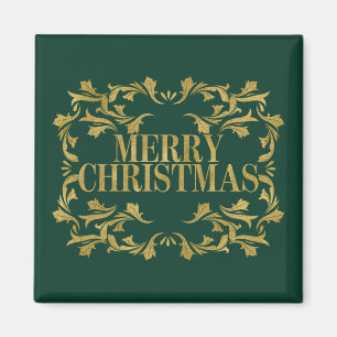 Imã Ímã quadrado do Feliz Natal ornamentado elegante