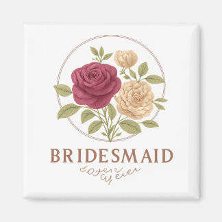 Imã Ímã Quadrado Floral Branco - Dama de Honra