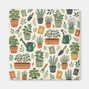 Imã Ímã Quadrado Ilustrado de Jardim Pequeno