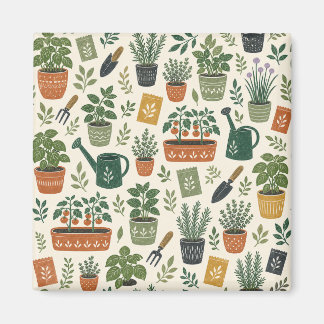 Imã Ímã Quadrado Ilustrado de Jardim Pequeno