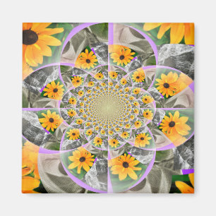 Imã Ímã Quadrado Mandala de Girassol