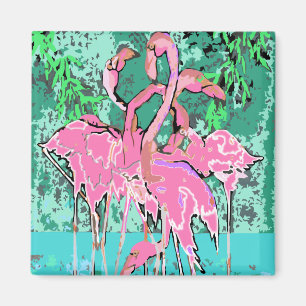 Imã Ímã - rebanho abstrato retro de flamingos