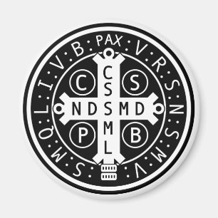 Imã Ímã redondo com a medalha de St. Benedict, todos