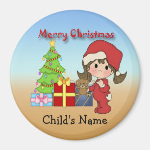 Imã Ímã redondo da menina da criança do Natal