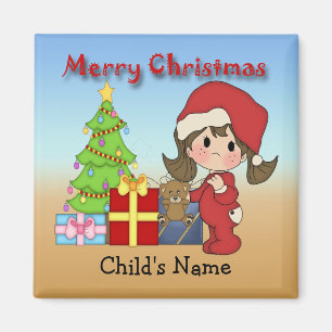 Imã Ímã redondo da menina da criança do Natal