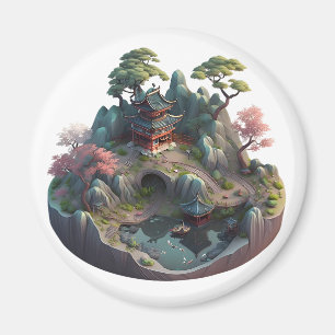 Imã Ímã Redondo de Fantasia Chinesa 3D Fofo