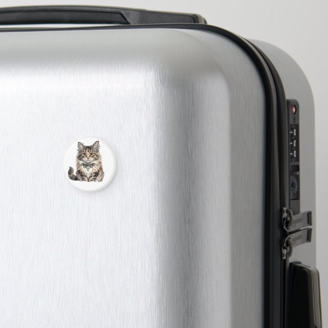 Imã Ímã Redondo de Gato Punk Maine Coon (In Situ (Luggage))