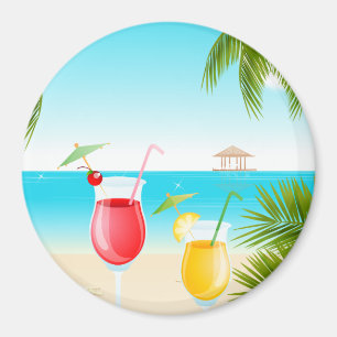 Imã Ímã redondo do cocktail tropical da praia!