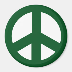 Imã Ímã redondo do sinal de paz, verde no branco