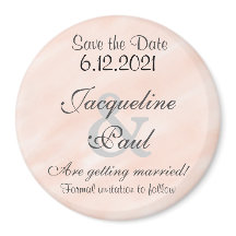 Ímã Redondo Personalizado Salve a Data Bege