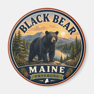 Imã Ímã Redondo Urso Preto Fryeburg Maine