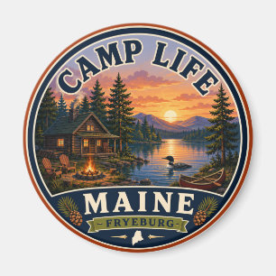 Imã Ímã Redondo Vida no Acampamento Fryeburg Maine