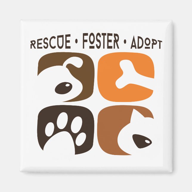 Imã Ímã Resgate Foster Adote Cães Gatos (Frente)