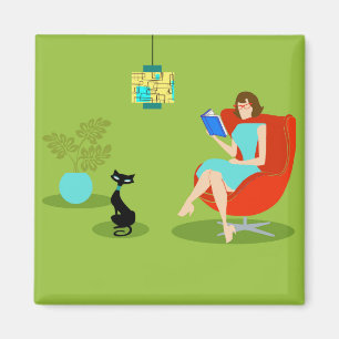 Imã Ímã retro da mulher da leitura
