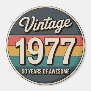 Imã Ímã Retro de Aniversário de 50 anos de 1977 Vintag